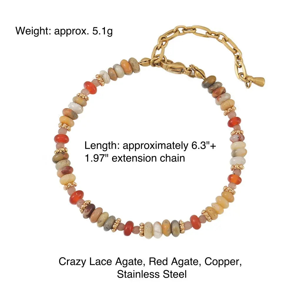 Warm Tone Bracelet | Niche Design Vintage-Inspired Colorful Handmade Beaded Bracelet Shinepurity