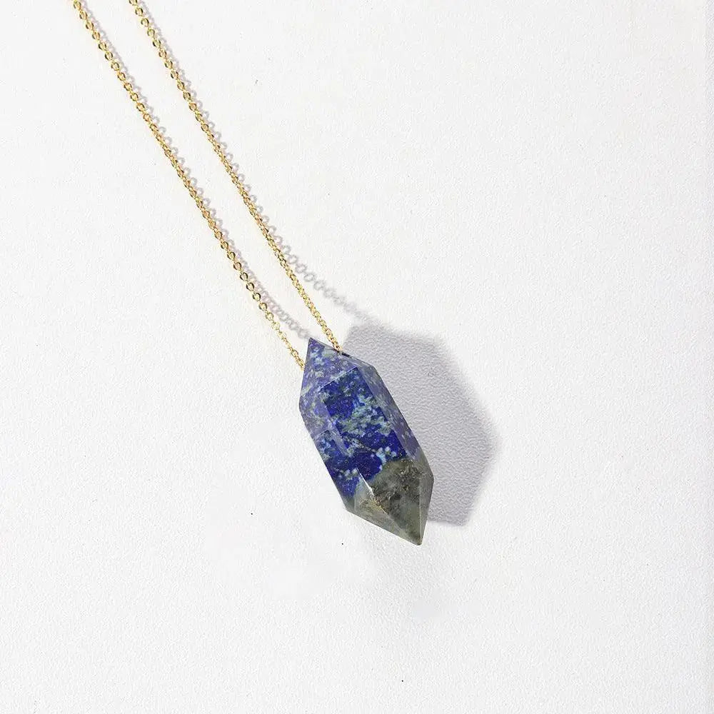Natural Crystal Double-Pointed Hexagonal Pendant Necklace - Shinepurity