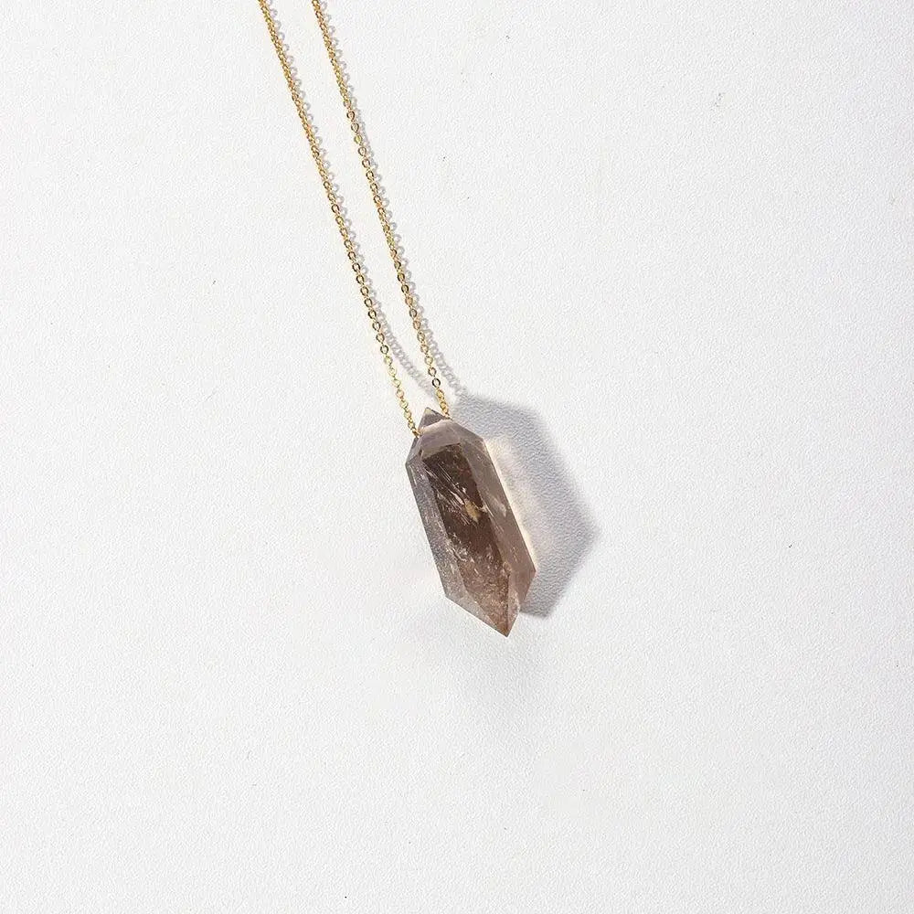 Natural Crystal Double-Pointed Hexagonal Pendant Necklace - Shinepurity