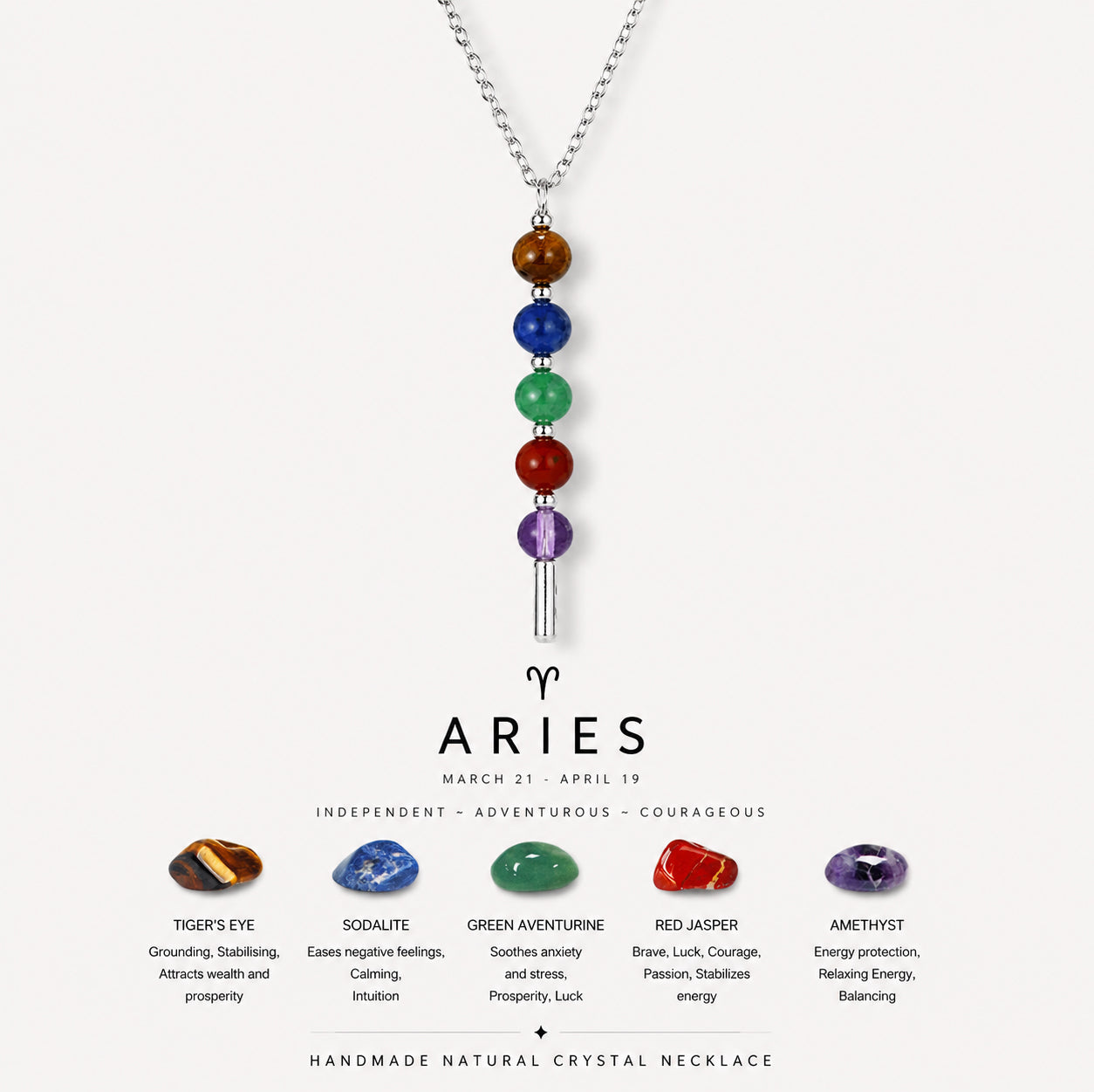 12 Zodiac Signs Exclusive Natural Crystal Energy Beaded Necklace Shinepurity