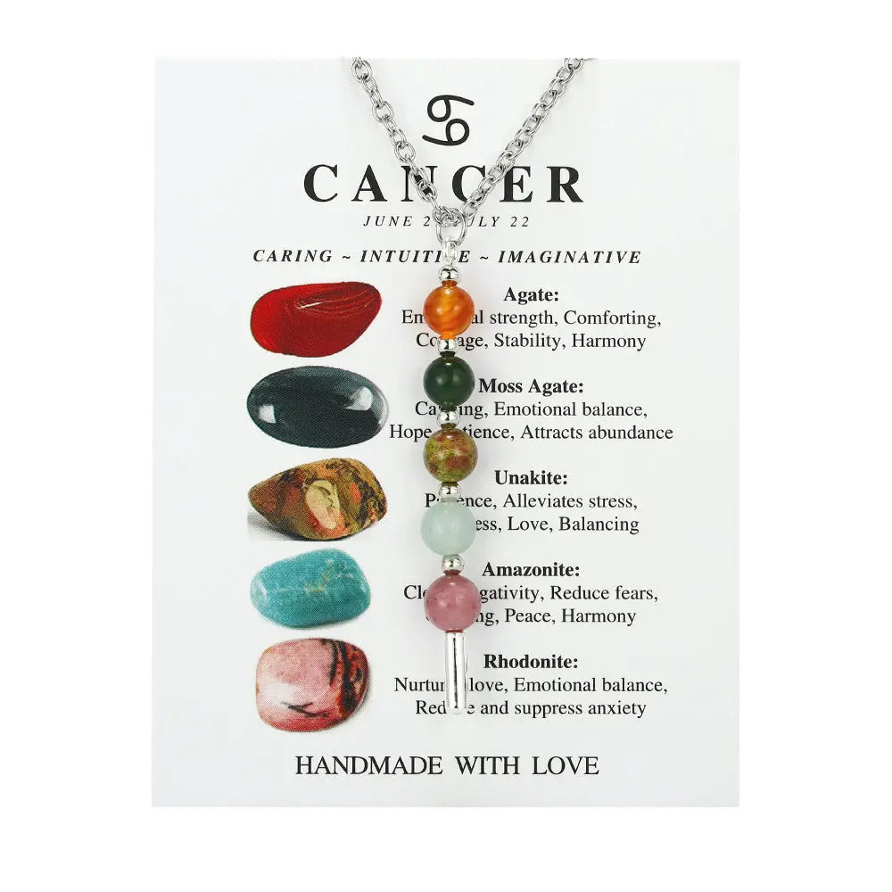 12 Zodiac Signs Exclusive Natural Crystal Energy Beaded Necklace Shinepurity