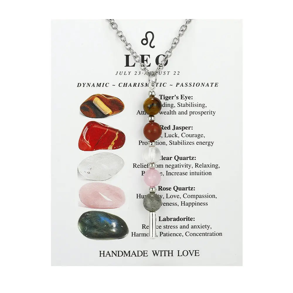 12 Zodiac Signs Exclusive Natural Crystal Energy Beaded Necklace Shinepurity