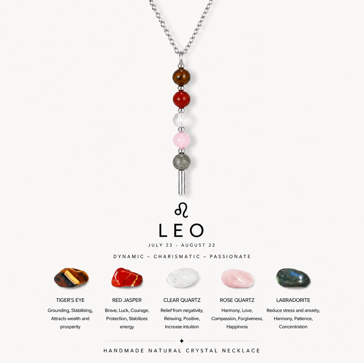 12 Zodiac Signs Exclusive Natural Crystal Energy Beaded Necklace Shinepurity