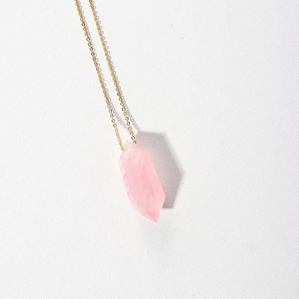Natural Crystal Double-Pointed Hexagonal Pendant Necklace - Shinepurity
