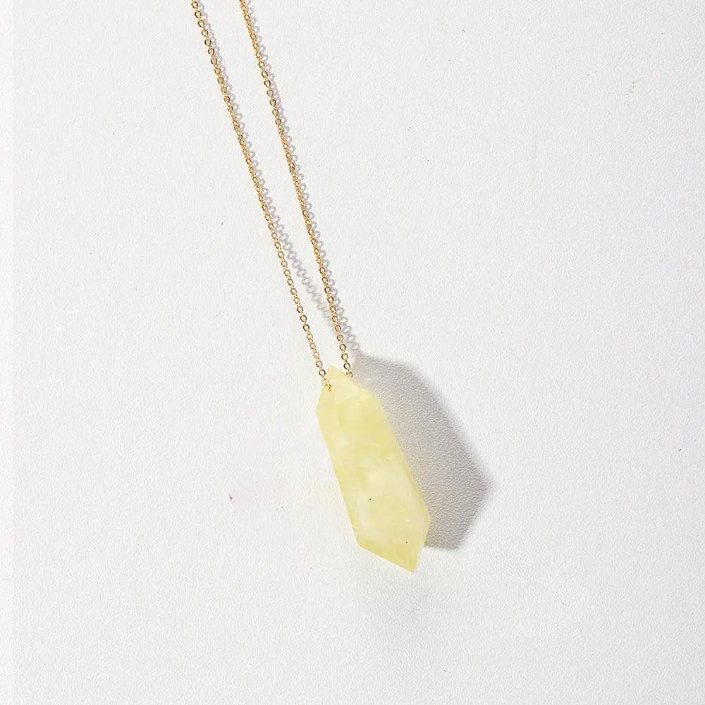 Natural Crystal Double-Pointed Hexagonal Pendant Necklace - Shinepurity