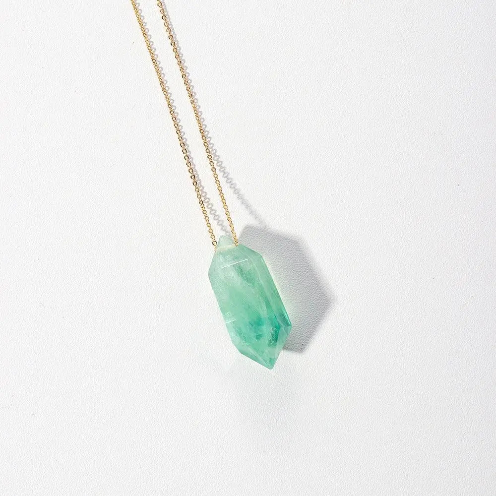 Natural Crystal Double-Pointed Hexagonal Pendant Necklace - Shinepurity