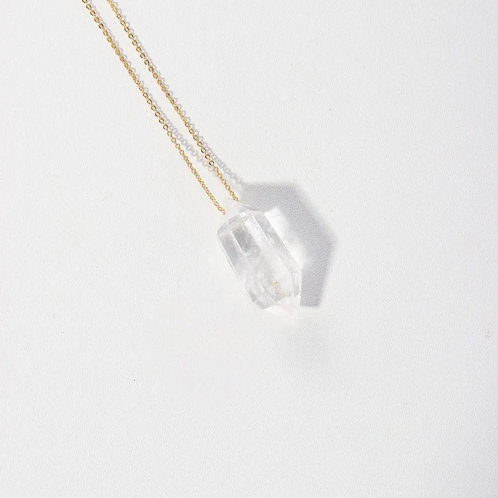 Natural Crystal Double-Pointed Hexagonal Pendant Necklace - Shinepurity