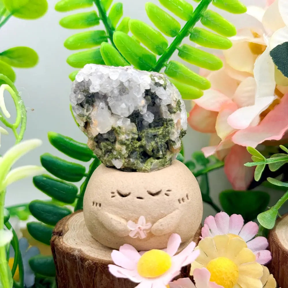 Epidote Quartz Crystal Pet A Touch of Forest Softness for Your Desk Shinepurity