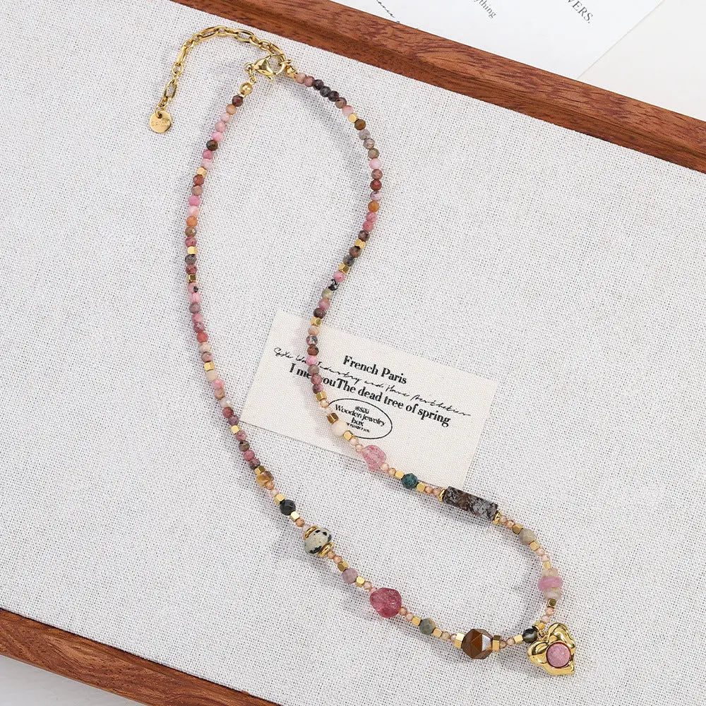 Heartbeat Rose Quartz | Rhodochrosite Dopamine Beaded Necklace Shinepurity