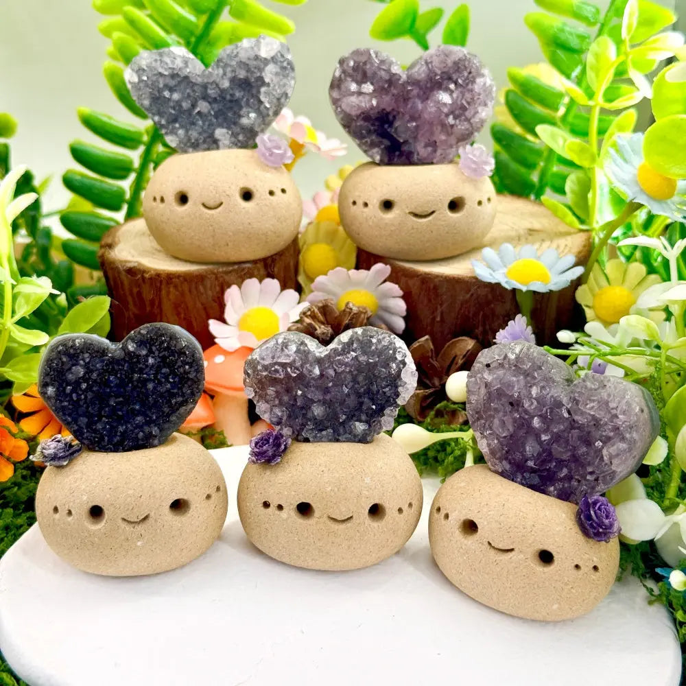 Spiritual Guardian Heart-Shaped Amethyst Crystal Pet Shinepurity
