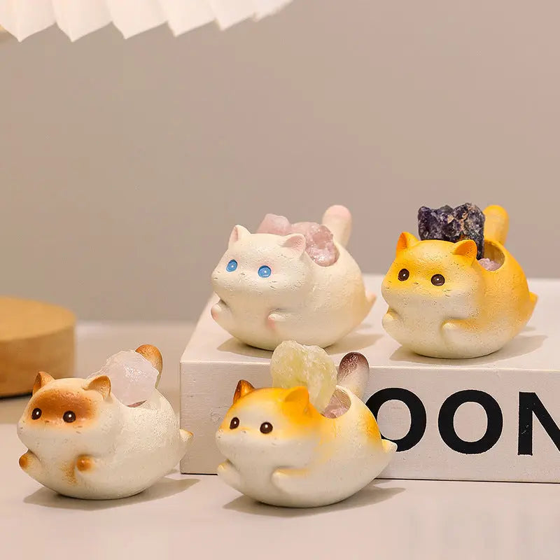 Embrace the Gentle Glow · Healing Crystal Cat Figurine Shinepurity