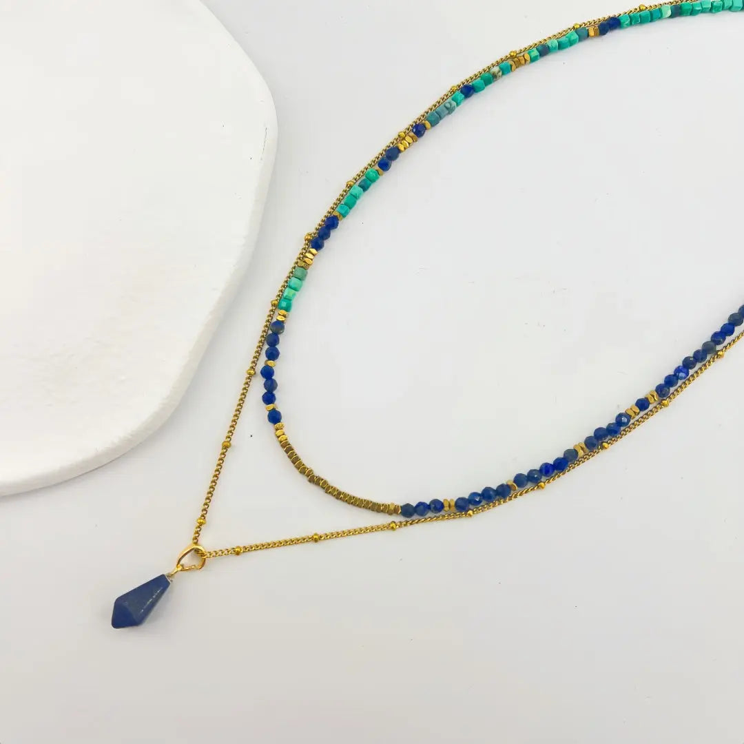 Lapis Lazuli Layered Necklace for Balance & Protection Shinepurity