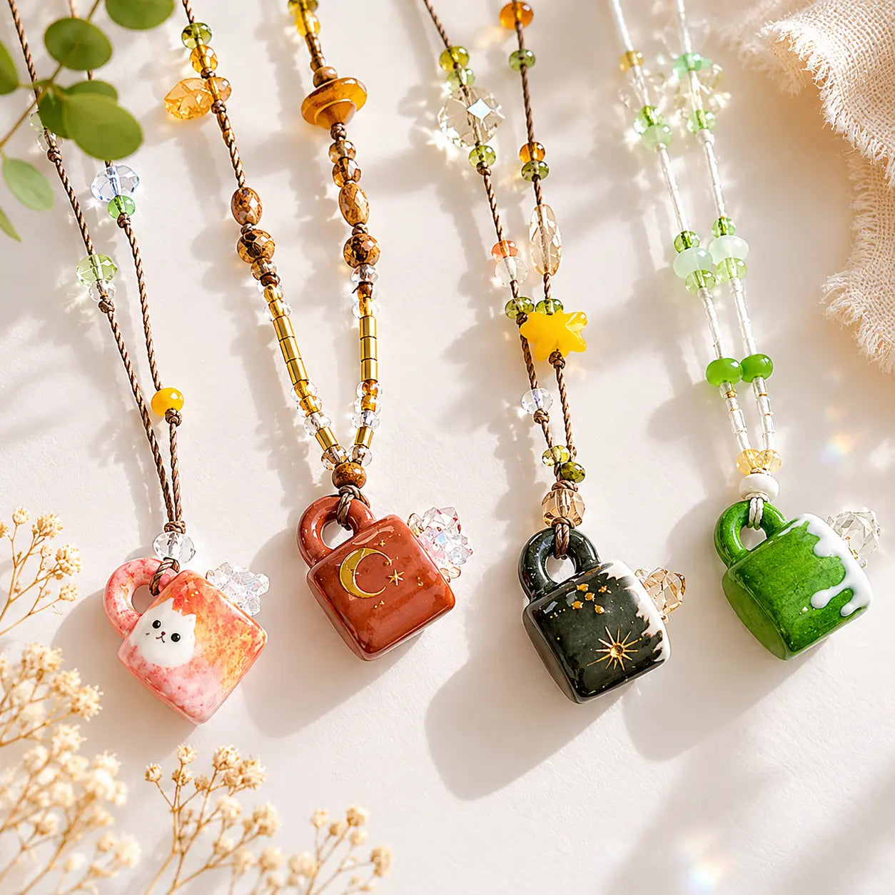Handmade Crystal Mug Necklace Shinepurity