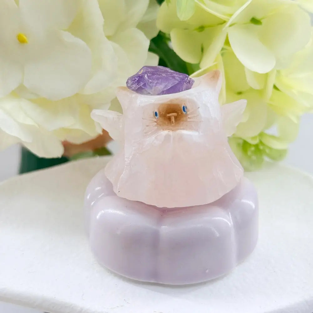Amethyst Angel Cat Spinner Figurine Shinepurity