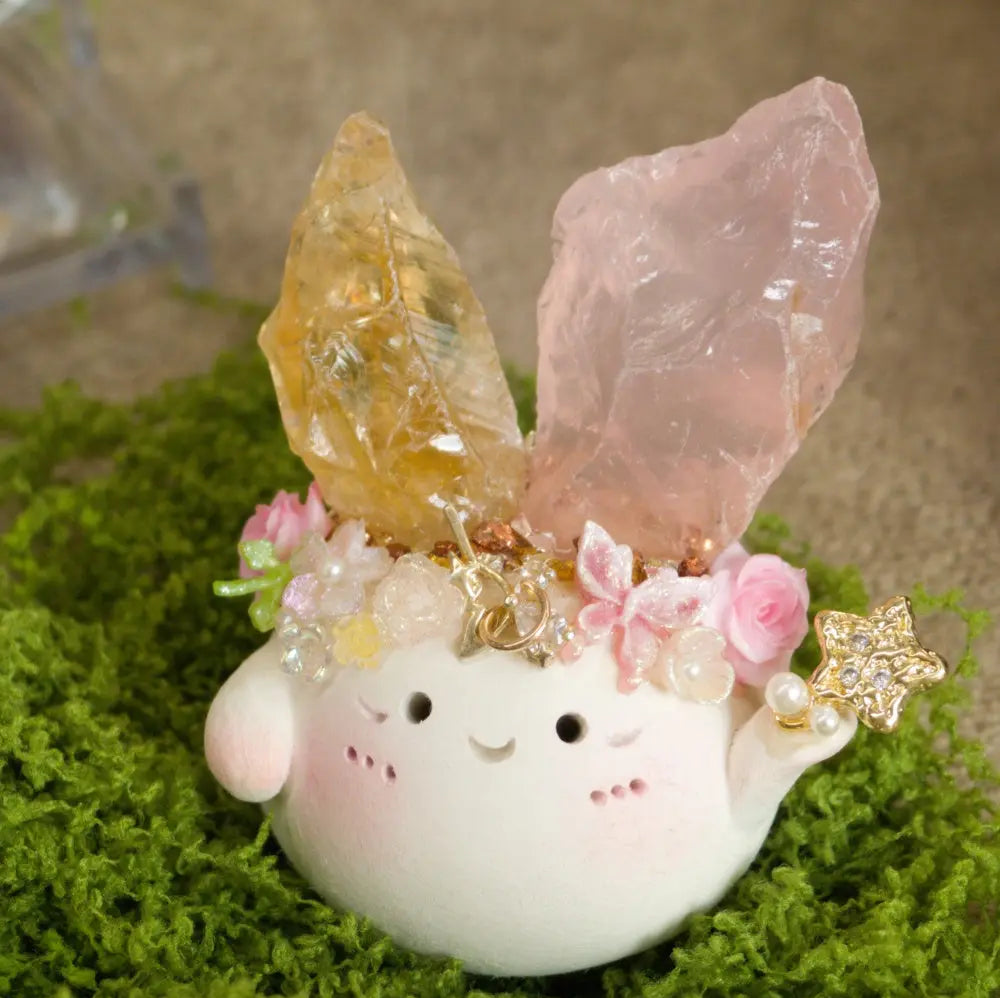 Customize | A Citrine and Rose Quartz crystal pet full of warmth and softness Shinepurity