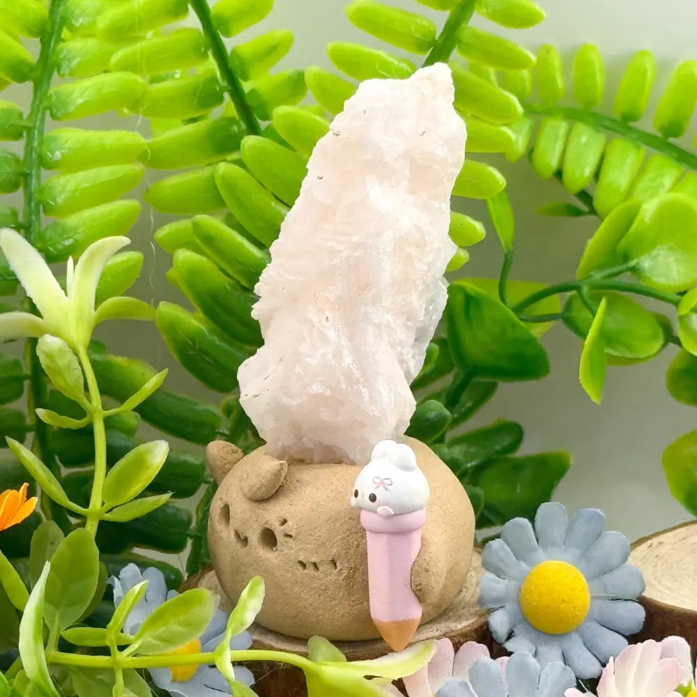Gentle Guardian Rose Calcite Fluorite Crystal Pet Shinepurity