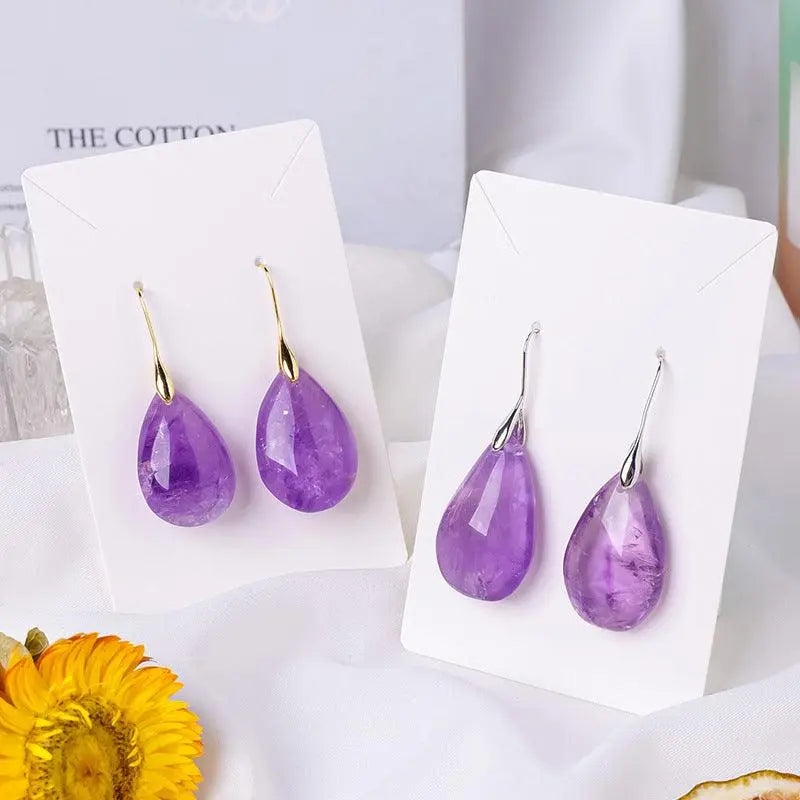 Natural Brazilian Amethyst Teardrop Earring - Shinepurity