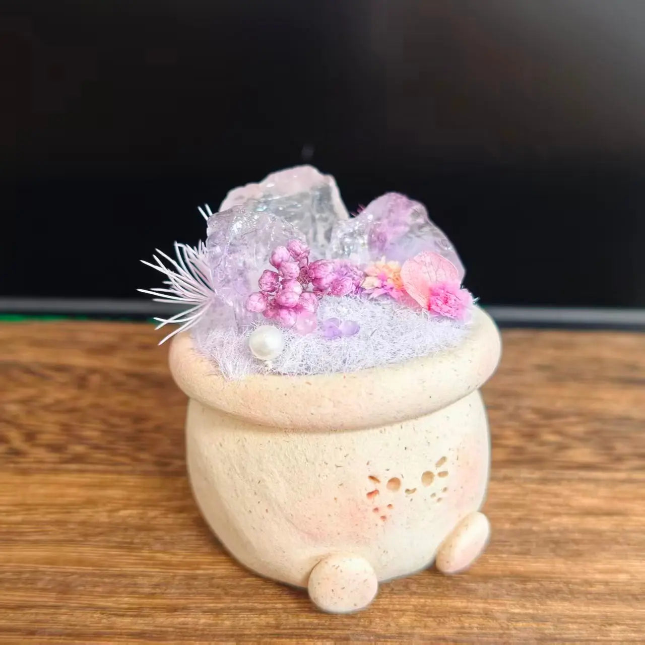 Two-Tone Amethyst Crystal Pet Planter for Soft Everyday Moments Shinepurity