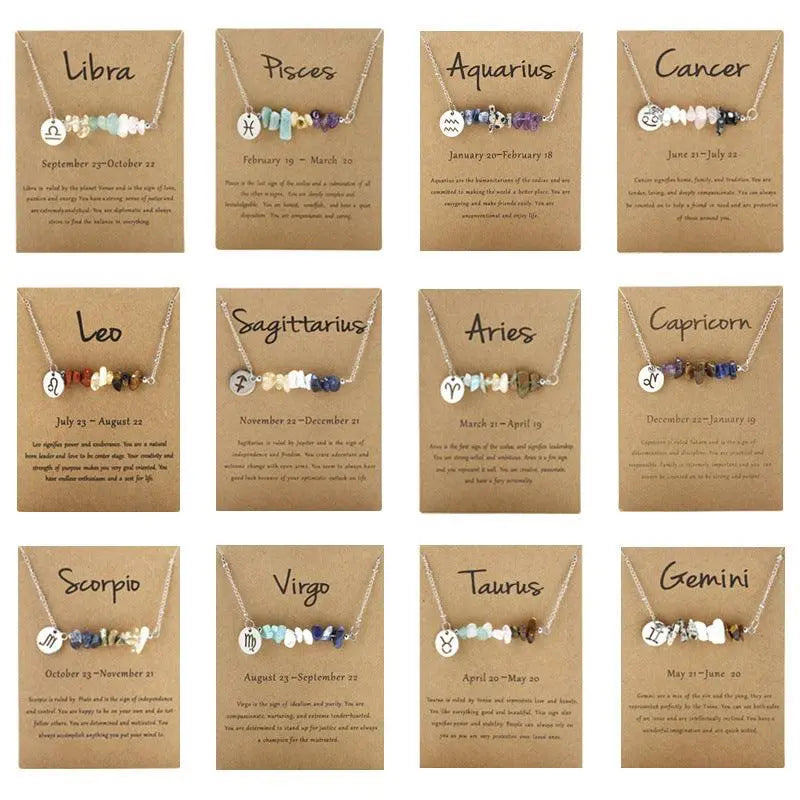 12 Zodiac Signs Crystal Gravel Necklace - Shinepurity