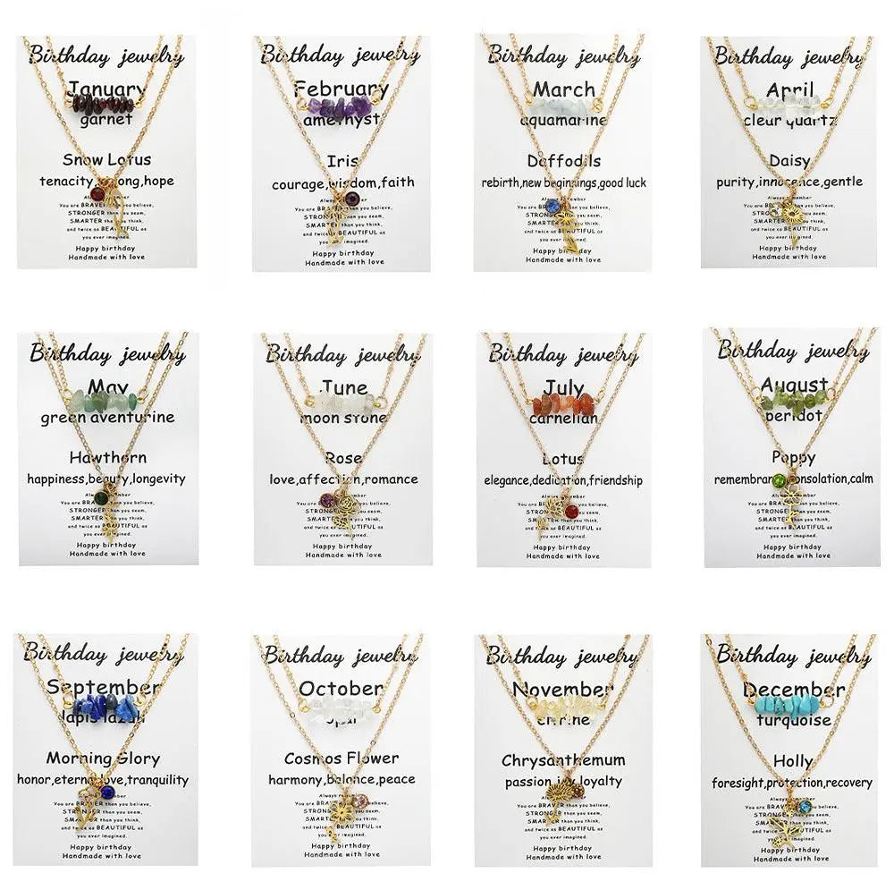 Birthstone Guardian Multi-Layered Crystal Necklace with Rosary Zirconia - Shinepurity