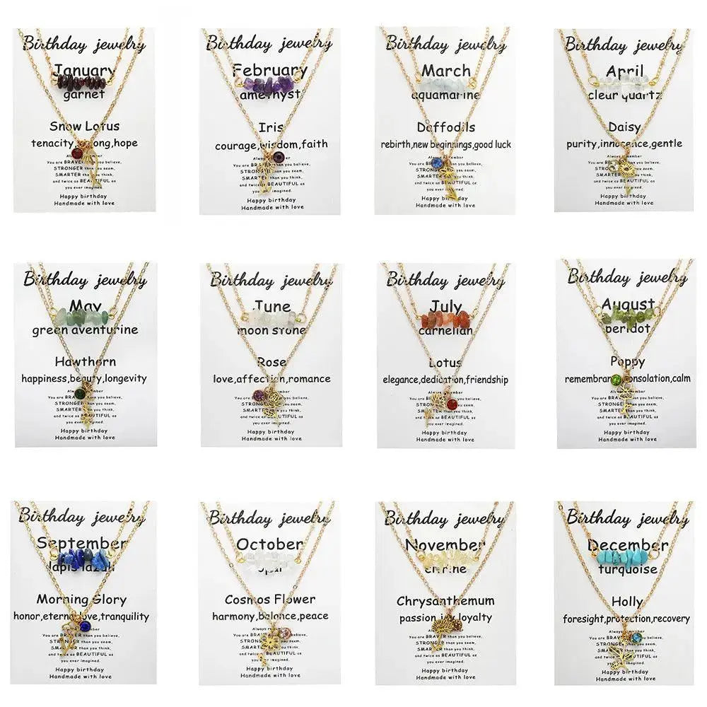 Birthstone Guardian Multi-Layered Crystal Necklace with Rosary Zirconia - Shinepurity