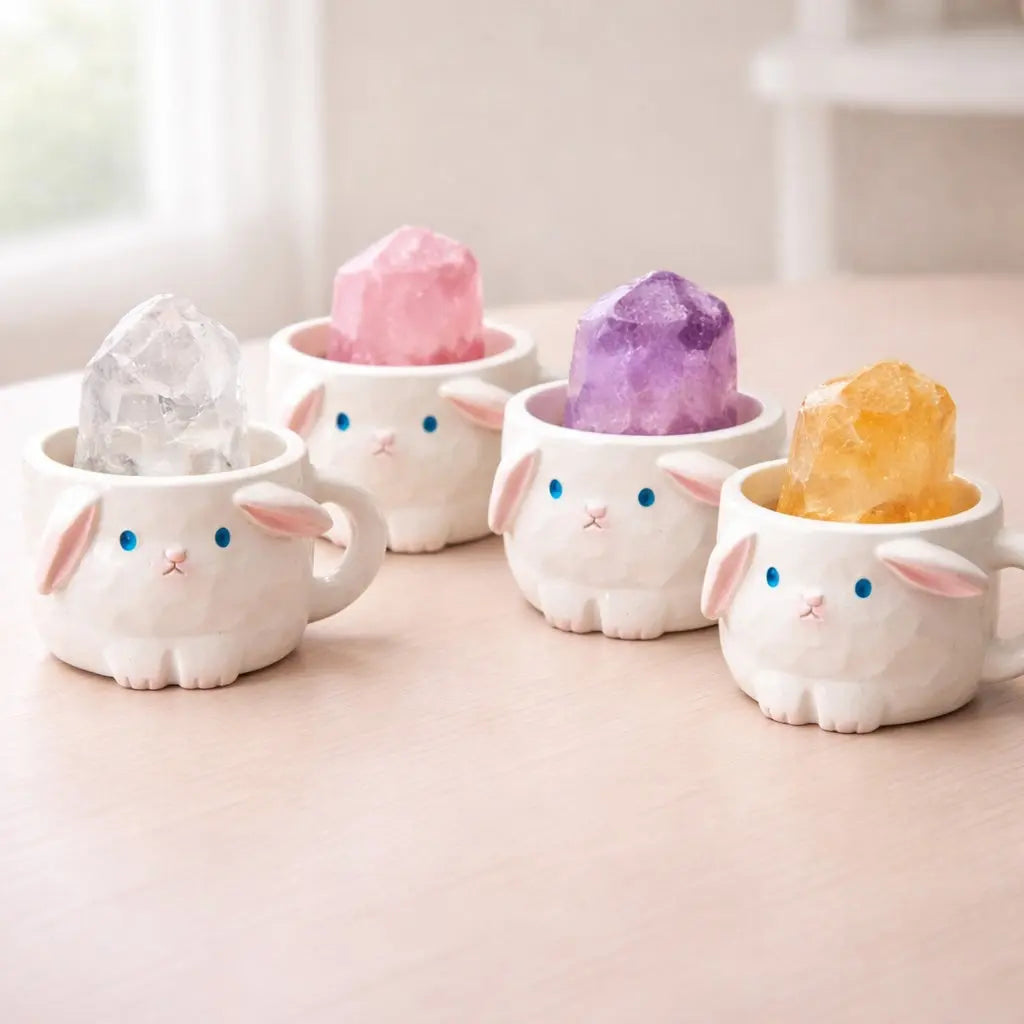 Crystal Bunny Cup Buddy — Mini Crystal Decor Shinepurity