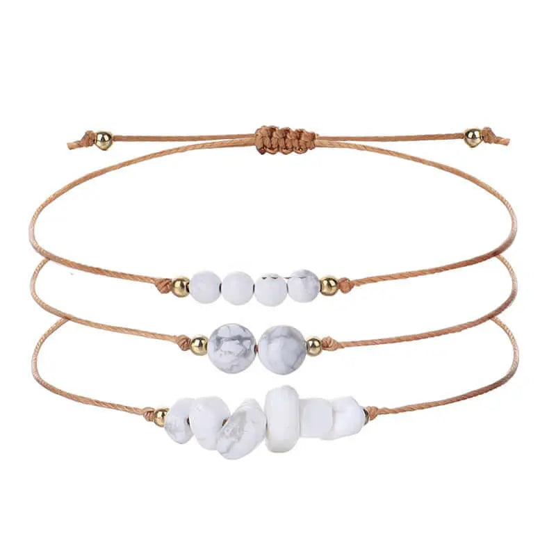 3-Piece Natural Crystal Bracelet Set with Beads and Stone Chips Shinepurity