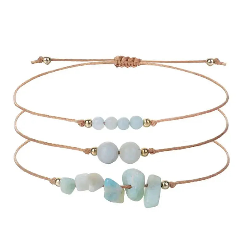 3-Piece Natural Crystal Bracelet Set with Beads and Stone Chips Shinepurity