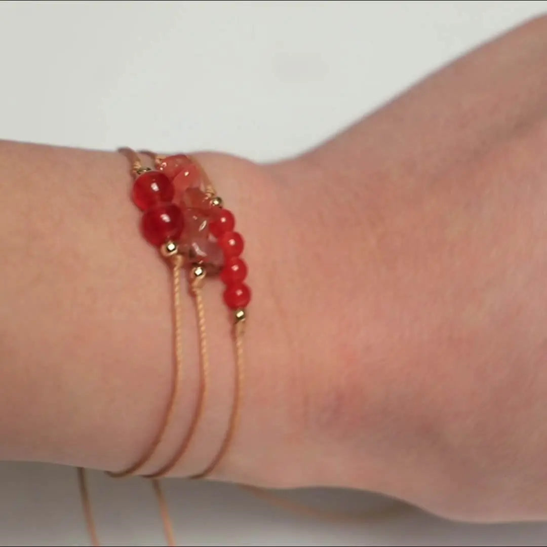 3-Piece Natural Crystal Bracelet Set with Beads and Stone Chips Shinepurity