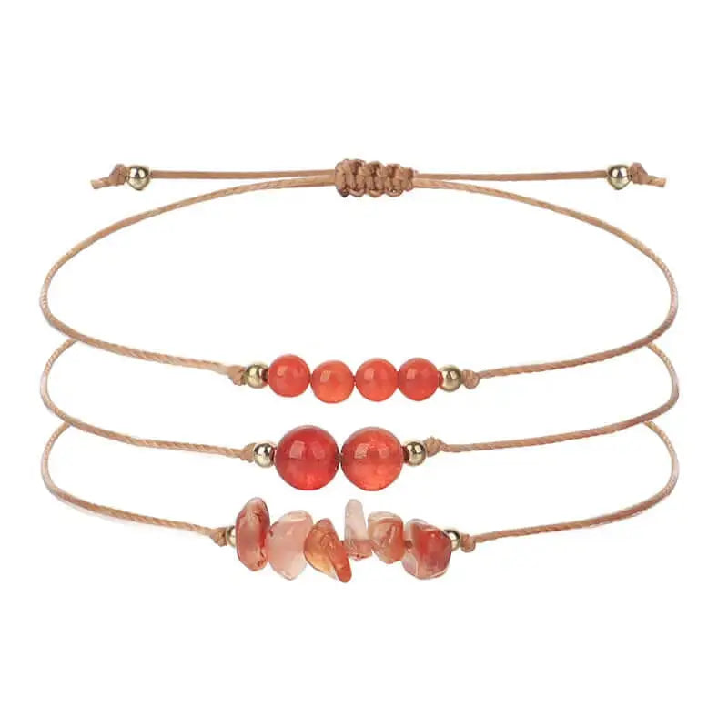 3-Piece Natural Crystal Bracelet Set with Beads and Stone Chips Shinepurity
