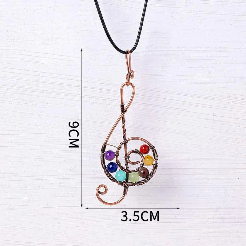 Multicolor Gravel Tree of Life Handmade Wire-Wrapped Pendant Necklace - Shinepurity