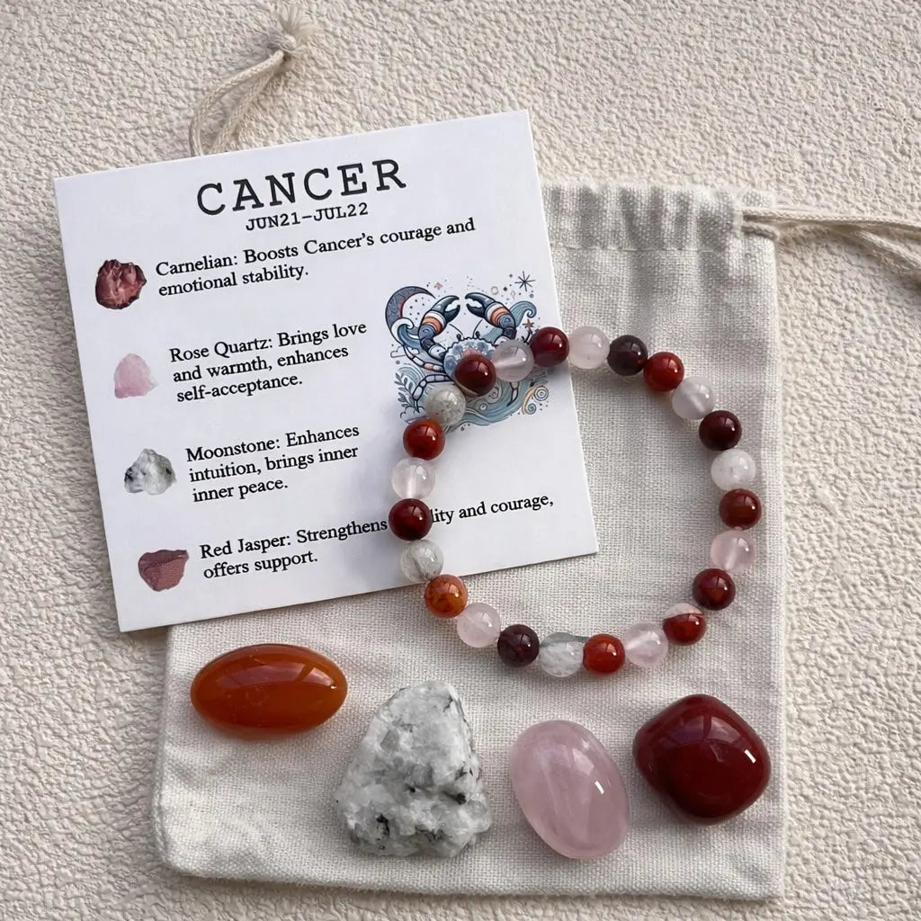 Zodiac Crystal Bracelet Set | Bracelet + 4 Raw Stones | Energy Kit Shinepurity
