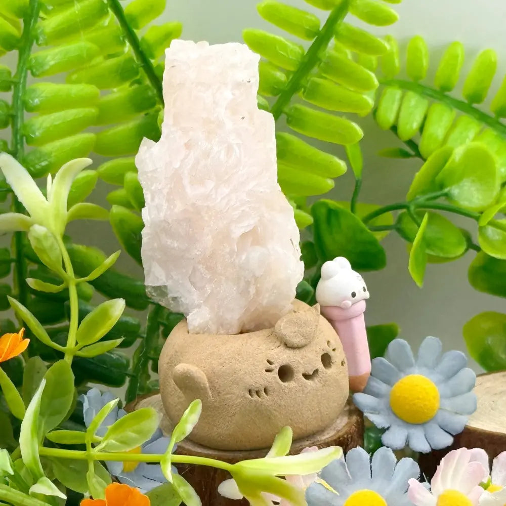 Gentle Guardian Rose Calcite Fluorite Crystal Pet Shinepurity