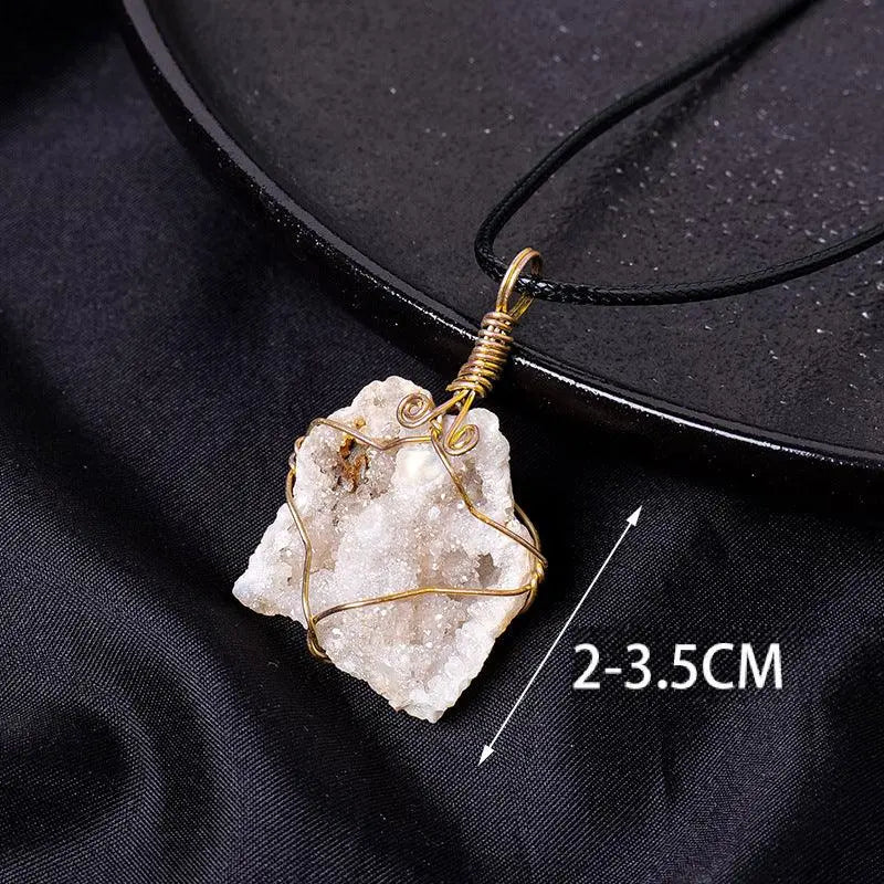 Agate Cluster Wire-Wrapped Pendant Necklace - Shinepurity