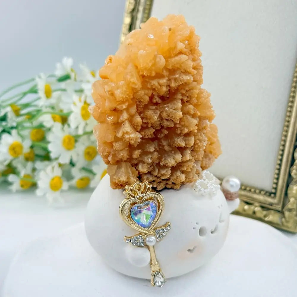 Red Calcite Crystal Pet Blooming Like Sunshine Shinepurity
