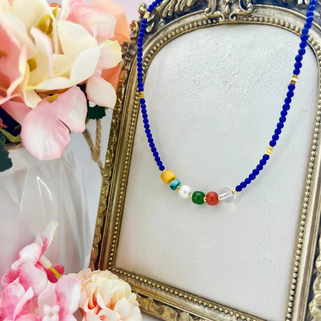 Radiant Harmony Natural Lapis Lazuli Multi-Gem Beaded Necklace Shinepurity