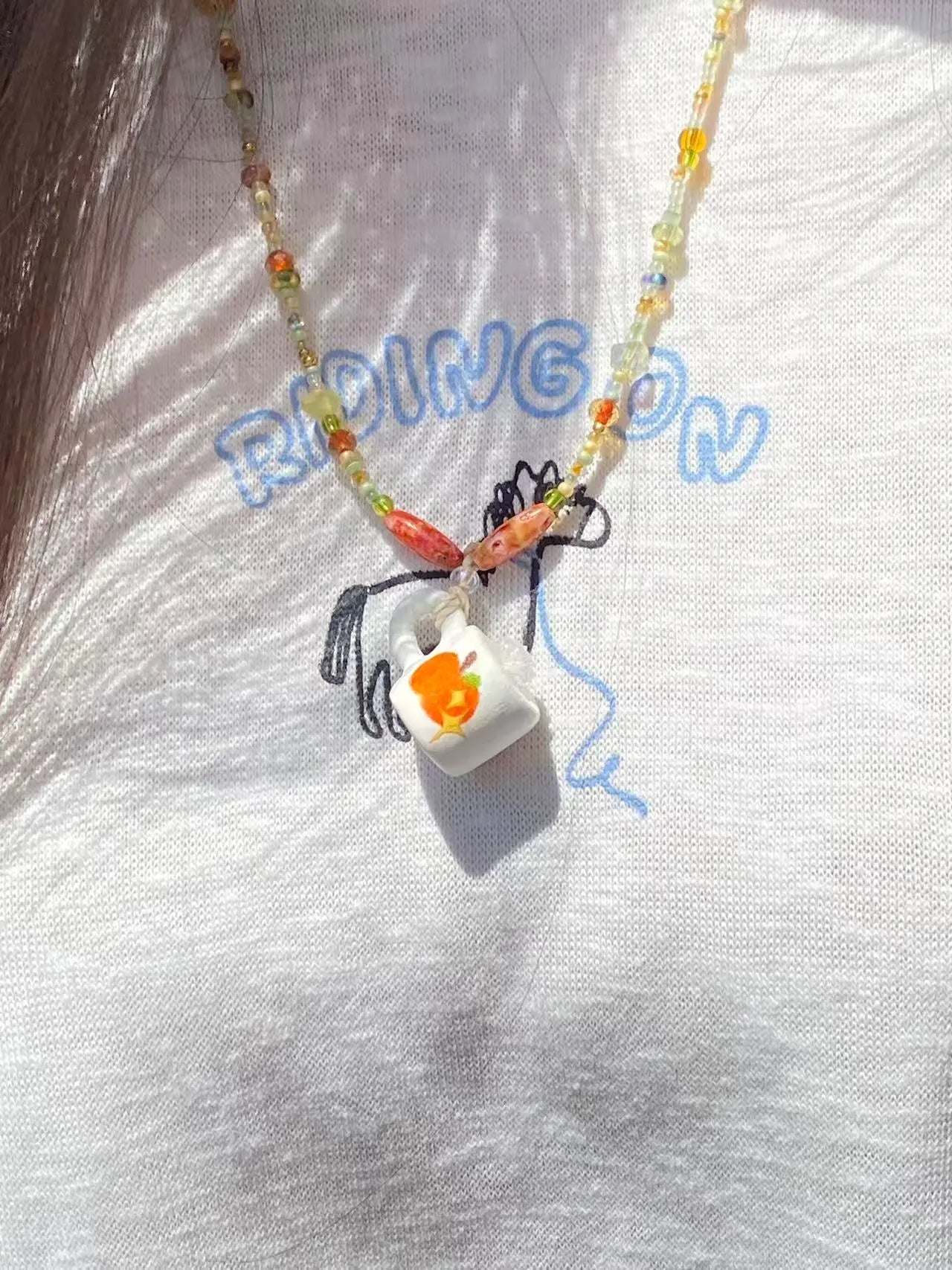 Handmade Crystal Mug Necklace Shinepurity