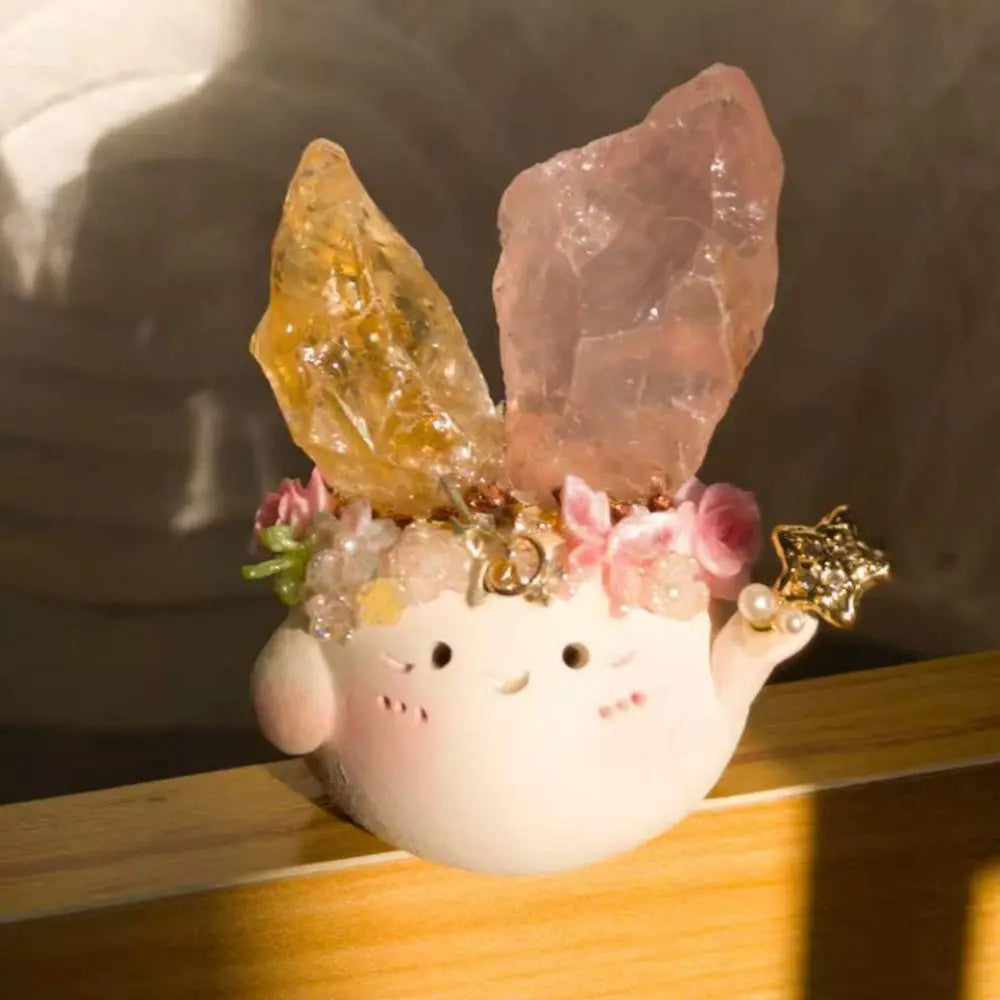 Customize | A Citrine and Rose Quartz crystal pet full of warmth and softness Shinepurity