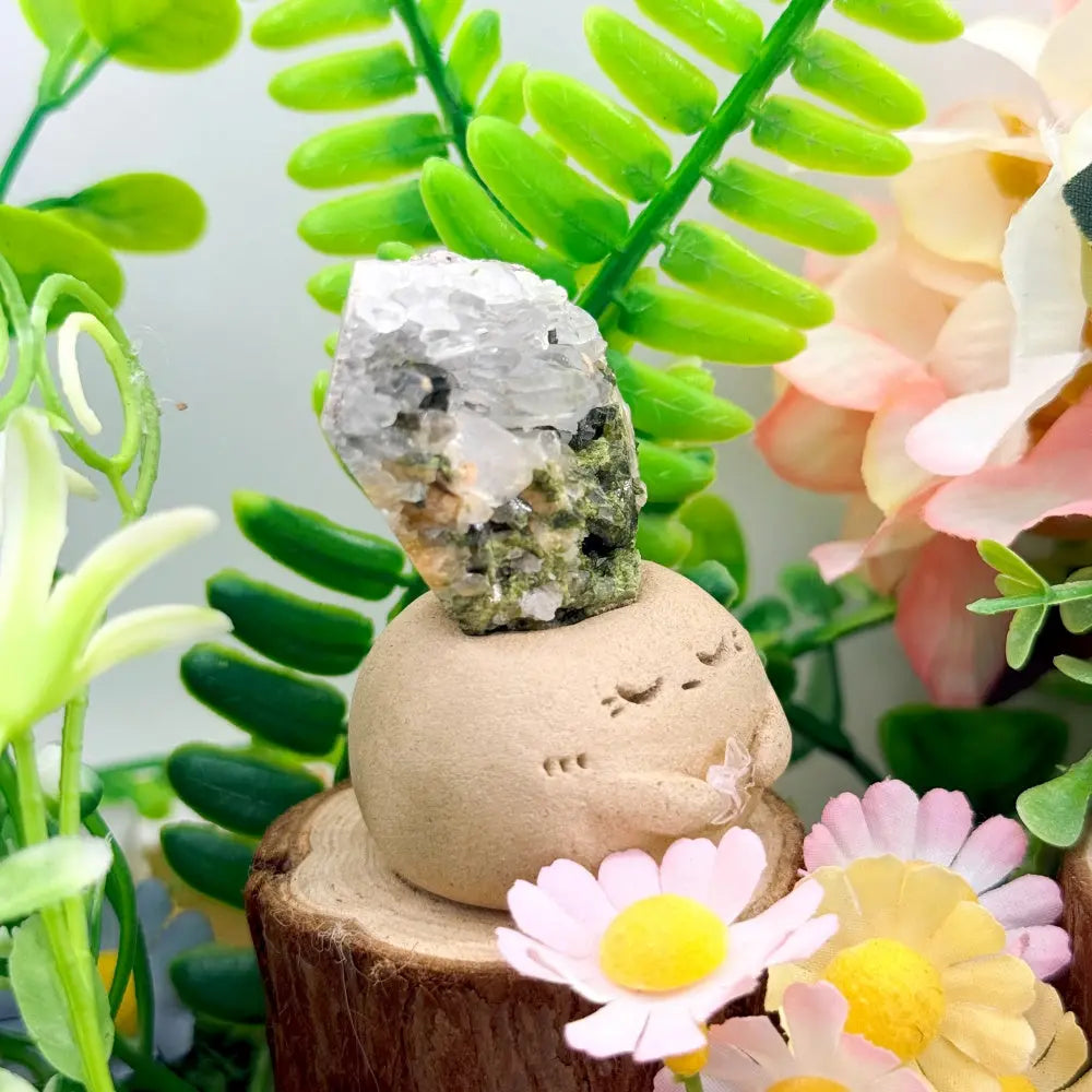 Epidote Quartz Crystal Pet A Touch of Forest Softness for Your Desk Shinepurity