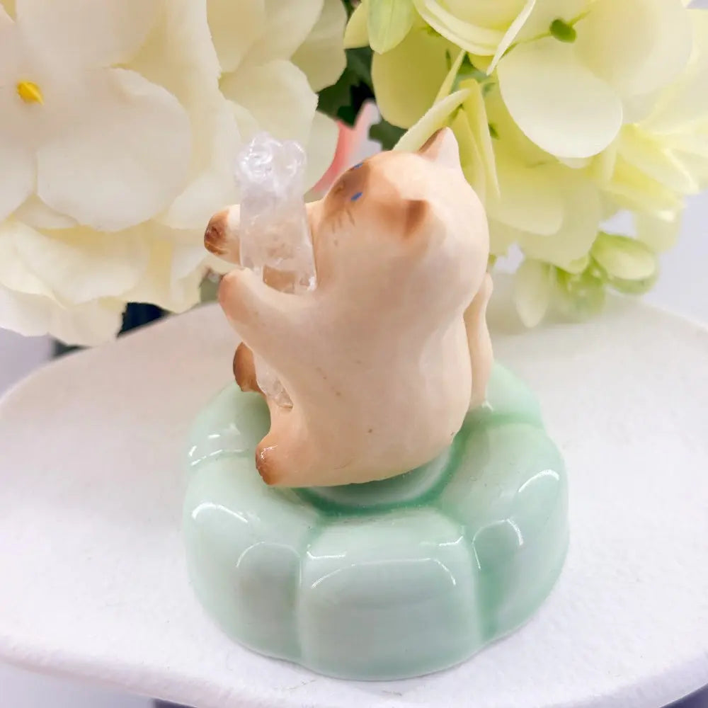 Clear Quartz Kitty Spinner Figurine Shinepurity