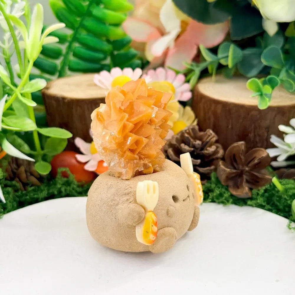Yellow Calcite Crystal Pet Put a Little Good Mood on Your Desk Shinepurity