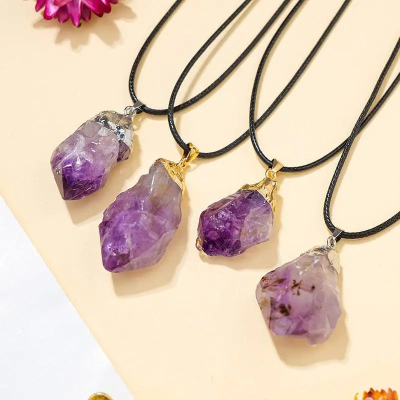 Uruguayan Amethyst Scepter Backbone Raw Stone Necklace - Shinepurity