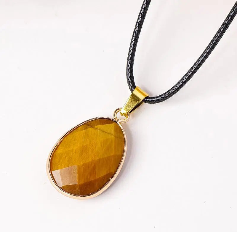Teardrop Faceted Crystal Raw Stone Pendant Necklace - Shinepurity