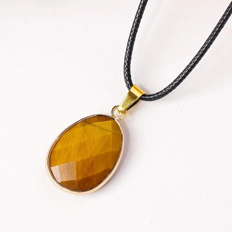 Teardrop Faceted Crystal Raw Stone Pendant Necklace - Shinepurity