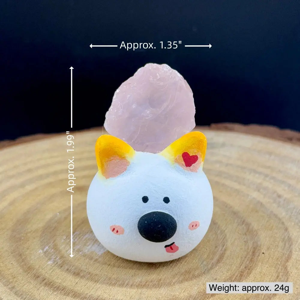 A Soft Touch for Your Heart Rose Quartz Puppy Crystal Pet Shinepurity