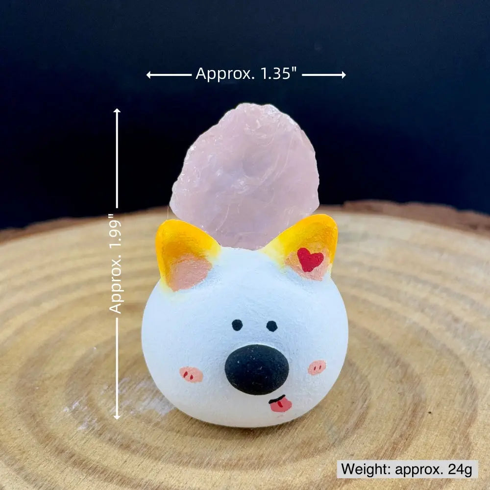 A Soft Touch for Your Heart Rose Quartz Puppy Crystal Pet Shinepurity