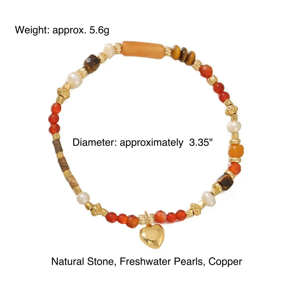 Warm Tone Bracelet | Niche Design Vintage-Inspired Colorful Handmade Beaded Bracelet Shinepurity