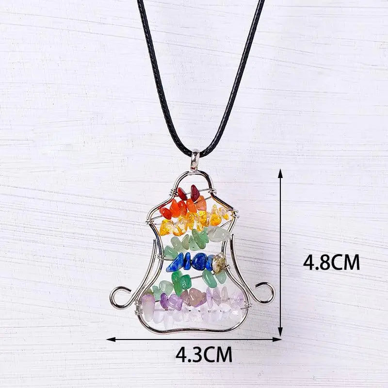Multicolor Gravel Tree of Life Handmade Wire-Wrapped Pendant Necklace - Shinepurity