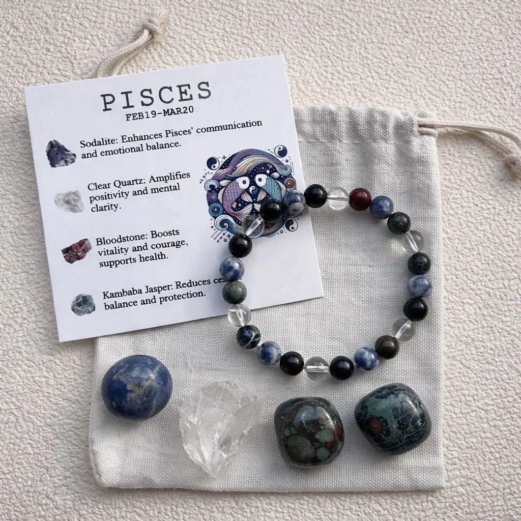 Zodiac Crystal Bracelet Set | Bracelet + 4 Raw Stones | Energy Kit Shinepurity