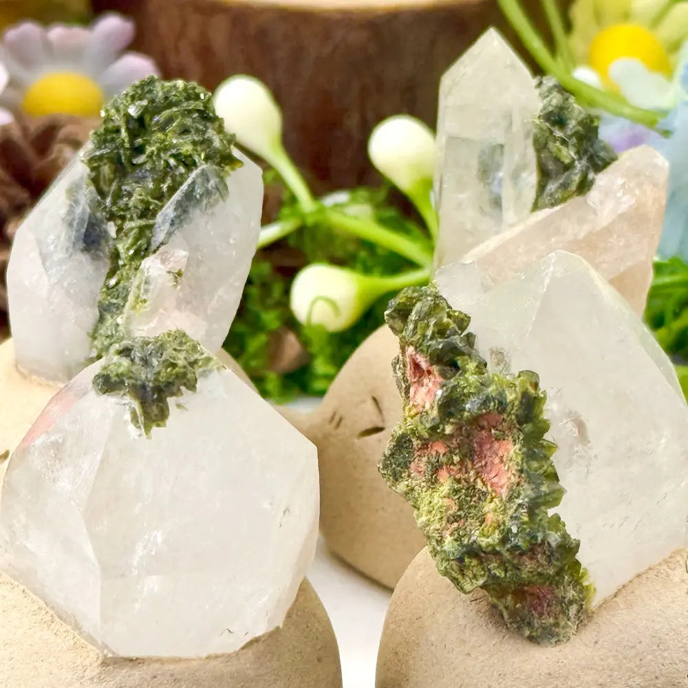 Skeleton Quartz × Epidote Quartz Healing Crystal Pet Shinepurity